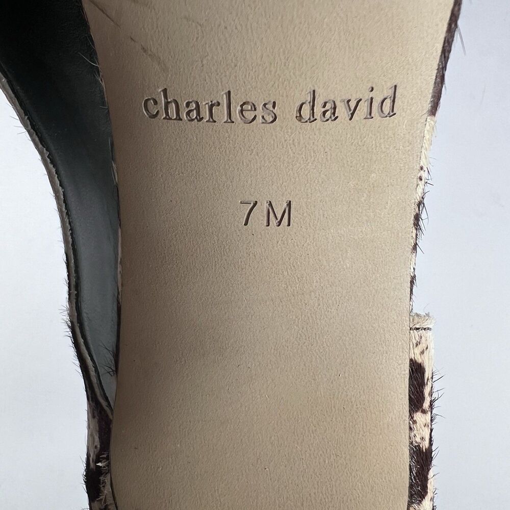 Charles David Leopard Calf Hair D'Orsay Peep Toe Stiletto Pumps Women's Size 7 - Picture 8 of 9
